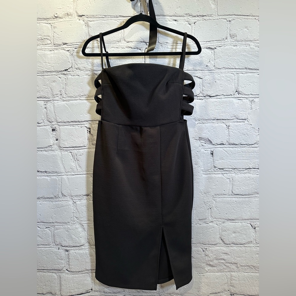 Trixxi Black Asymmetrical Cutout Cocktail Dress